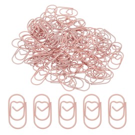 PATIKIL 1x0.4 Inch Mini Paper Clip, 80 Pcs Metal Heart Paper Clip Wide Rust-Proof Strong Durable Small Cute Bulk for Office Supplies Document Organization Binder Bookmarks Planner, Pink