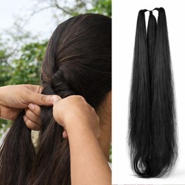 Vama Fashion Women's Thick Nylon False Hair Extension, Parandi Artificial Choti Hair For jada kuchulu billalu gantalu set for Women (Black 26 Inches)