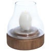 Northlight 10.25" Transparent Glass Pillar Candle Holder with Wooden Base