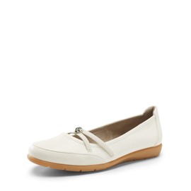 DREAM PAIRS Ladies Classic Ballet Flats Women's Comfortable Flat Shoes with Cross Strap Trim Updated Setting, White