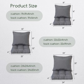 HIGOGOGO 24 x 24 Outdoor Cushions for Patio Furniture, Outdoor Seat Cushions with Resistant Waterproof Cover for Yard Garden, Grey
