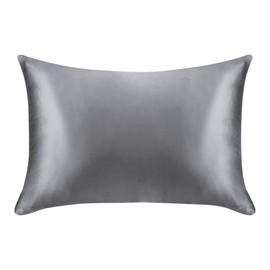 ieron Silk Pillow Case for Hair and Skin 50x75cm Satin Cushion Cover, 1 Pair Both Sides Natural Pillowcase Silk with Hidden Zip, Soft Breathable Smooth,Dark Grey