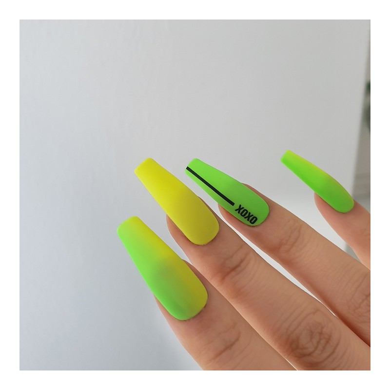 Neon Point Homemade Nail Tips - Long Square / 네온