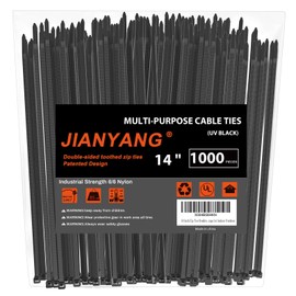 14 Inch Zip Ties Double Sided Toothed (Bulk 1000 Pack),85 LBS Tensile Strength Heavy Duty Cable Wire Ties With Self-Locking Adjustable More Durable Nylon Tie Wraps for Indoor Outdoor