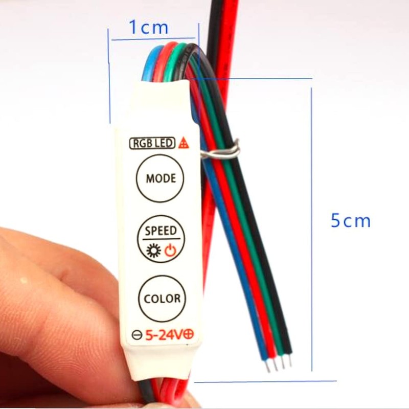 3-Key LED Controller for RGB LED Light Strips with Fixed