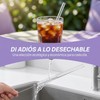 6 Popotes Reutilizables para Vaso con 2 Cepillos Limpiadores, Pajitas