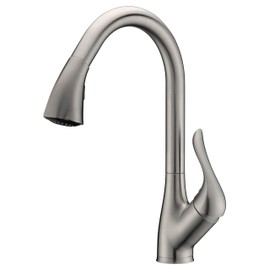 ANZZI Accent Single Handle Pull Down Kitchen Sink Faucet | Brushed Nickel Single or Three Hole Kitchen Faucet | Commercial Stainless Steel Sink Pull Out Kitchen Faucet Sprayer | KF-AZ031BN