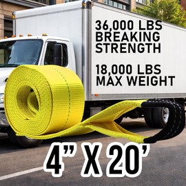 BoxerTool BXT Recovery Tow Straps - Heavy Duty Reinforced Loops 4”x 20’ – 36,000lbs Breaking Strength – Emergency Off Road Towing Rope and Winch Extension - Box Truck - Commercial Vehicle - Off Road