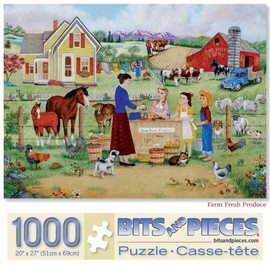 Bits and Pieces - 1000 Piece Jigsaw Puzzle for Adults 20 Inch x 27 Inch - Fresh Farm Produce - 1000 pc Jigsaw by Artist Kay Lamb Shannon