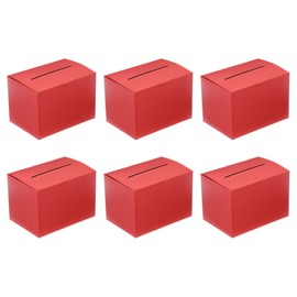 PATIKIL Cardboard Suggestion Box, 6 Pcs 6.5 x 4.5 x 4.5 Inch Ballot Box with Removable Header Board Raffle Box for Suggestion, Collection, Tip, Donate, Voting, Red