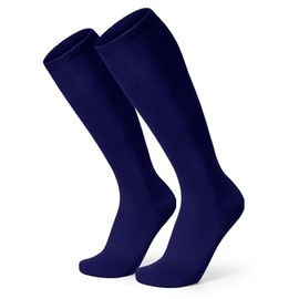 XZQTIVE Baseball Soccer Softball Socks for Youth Adult Solid Colors Socks for Boy Girl, Navy Blue, Medium