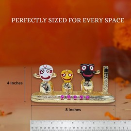 ZAARIYA Puri Jagannath Idol with Balabhadra, Subhadra & Sudarshan Chakra for Pooja Room & Hindu Gifting (8 x 4 Inches)