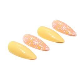 Brishow Coffin False Nails French Almond Fake Nails Press on Nails Ballerina Acrylic Stick on Nails 24pcs for Women and Girls (H)