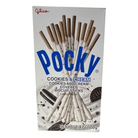 Glico Pocky Cookies & Cream (2.47oz). Stick type cocoa cookie covered with crushed cocoa cookie and milk cream. (TCS-14 R-5) - Pack of 6