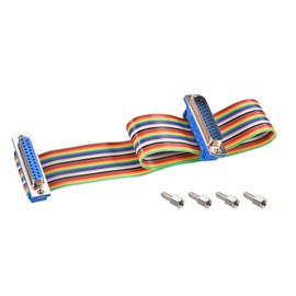 DMiotech 1 Pack 25 Pins IDC Flat Ribbon Cable 30cm Length 2.54mm Pitch DB25 Male to Female Breadboard Jumper Wires for Electronic Projects