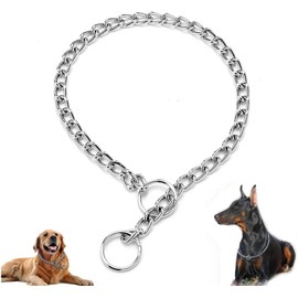 Chain Choker Collar for XLarge Dogs, Metal Slip Link Training Heavy Duty Dog Choke Collar Martingale Puppy Collars for Small Medium Large Big XL Breed Dogs (Silver, XL)