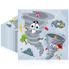 50Pcs Tornado Birthday Napkins, Disposable Grey Tornado Themed Paper Napkins for Baby Boy Girl Birthday Party Decorations Baby Shower Supplies