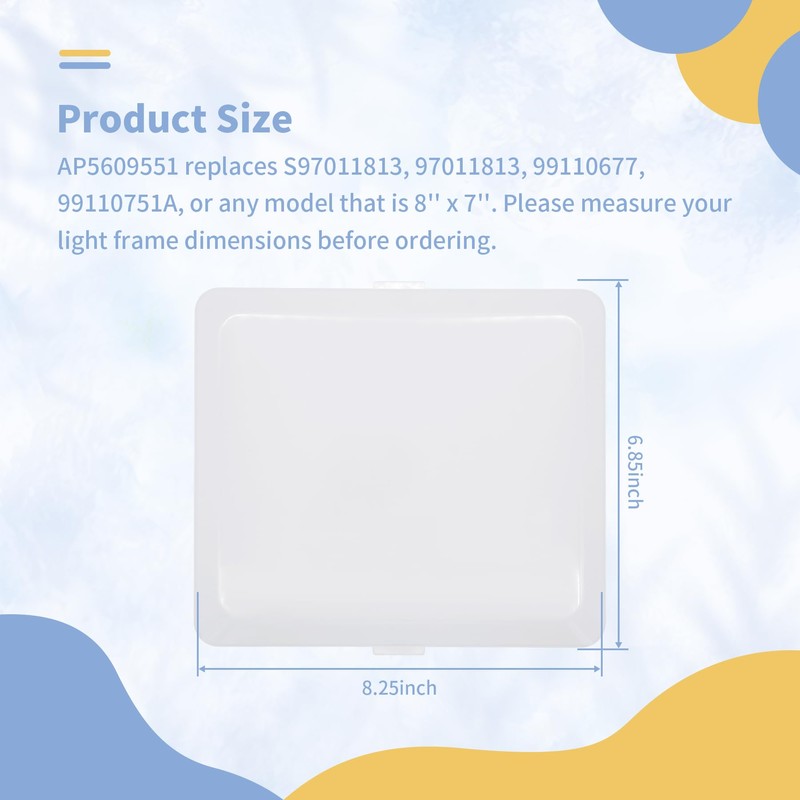 yrjns AP5609551 Light Cover Compatible with Nutone, Broan, Kenmore (S97011813)