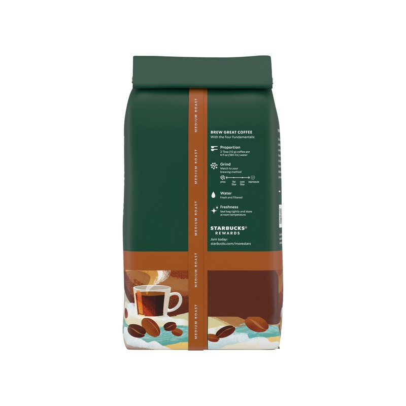 Starbucks Whole Bean Coffee, Medium Roast Coffee, Breakfast Blend, 100%