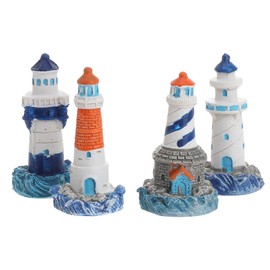 Garneck Mini Resin Lighthouse Ornaments Mediterranean Style Miniature Garden Decor Lighthouse Figurines Set For Home