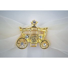 Cinderella Fairy Tale Coach Wedding Guestbook and Pen Set (Silver/Gold): Set Color: Ivory/Gold Pen - Coach Color: Gold