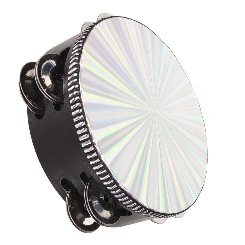 6 Inch Tambourines Double Row Melodious Polished Reflective Drum Hand