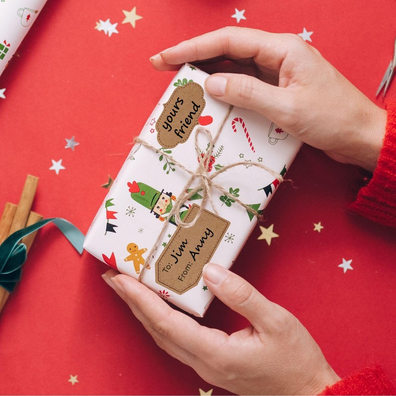 Natural Brown Kraft to and from Gift Tag Stickers 1.2"X2.4",