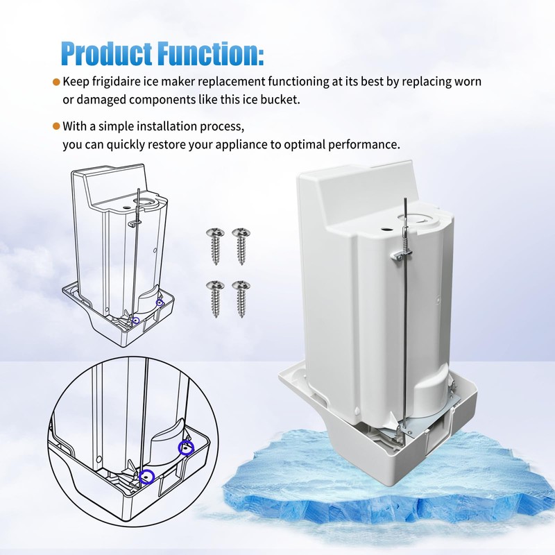 241860803 Ice Container Bucket Assembly Compatible with Frigidaire Kenmore Crosley