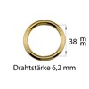1 x Round O-Ring Brass Gold Size: 38 mm (1