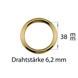 1 x Round O-Ring Brass Gold Size: 38 mm (1 1/4")