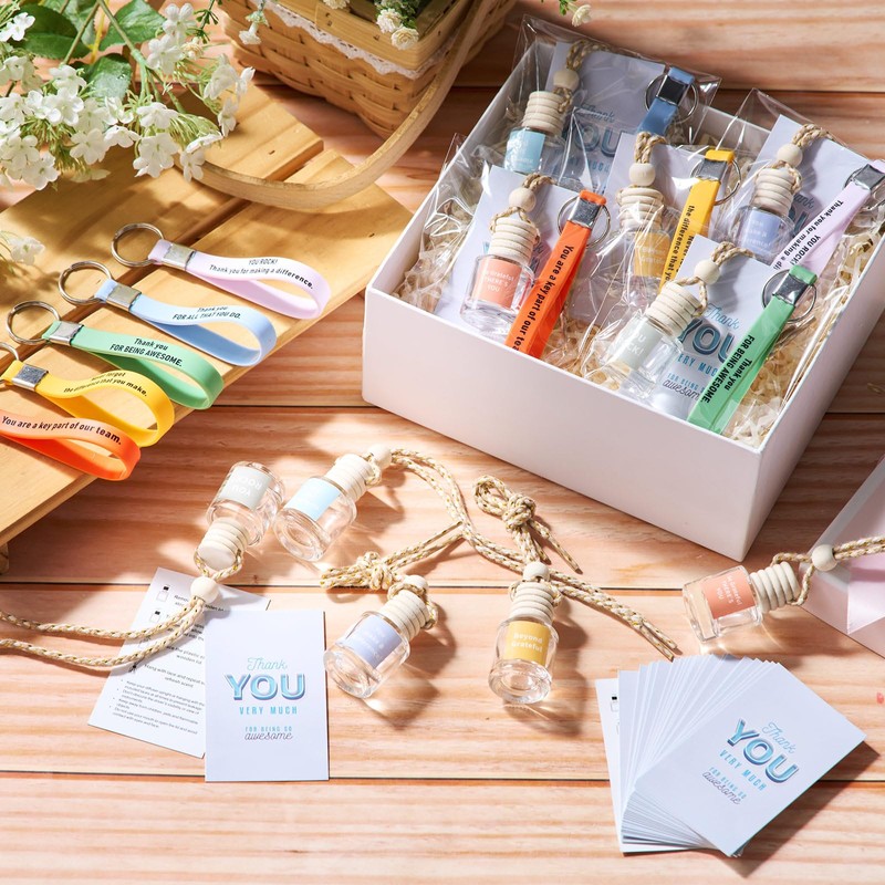 60 Pcs Employee Appreciation Gifts Bulk Car Diffuser Bottle Keychain