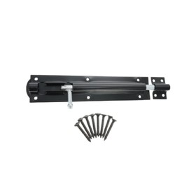 Garden Gate Shed Door Straight/Necked Tower Barrel Bolt Catch Black 4" 6" 8" (Straight Tower Bolt, 230mm 8" Inch)