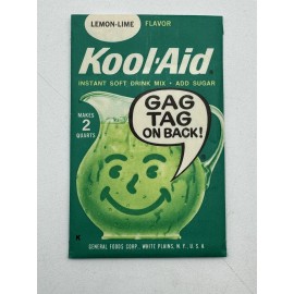 Kool-Aid 1 Vintage SEALED Kool Aid Lemon Lime Drink Mix Packet w/Gag Tag 1960s