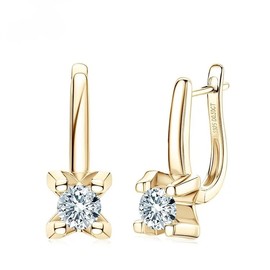 Extravagant Diamond Hoop Earrings Moissanite 5.0 mm with 1.0 Carat Yellow Gold Plated Hypoallergenic for Sensitive Skin with Stylish Gift Box and Certificate of Authenticity