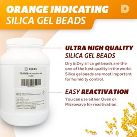 "Dry & Dry" [5 LBS] Premium Orange Indicating Silica Gel Desiccant Beads(Industry Standard 3-5 mm) - Rechargeable Silica Gel Beads(5 LBS)