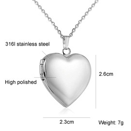 PAURO Women's Stainless Steel Love Heart Locket Necklace, Silver Small