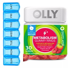 OLLY Metabolism Gummy Rings, Apple Cider Vinegar, B12, Chromium, Apple Flavor, 3