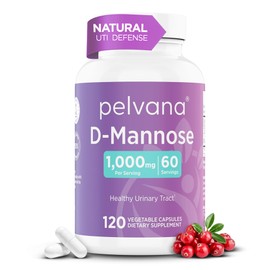 Pelvana D-Mannose 120 Capsules (500mg Each) – 1000mg per Serving – Assists & Maintains Healthy Urinary Tract, Flushes Impurities, Pure Ingredients, Gluten-Free – Third-Party Lab Tested, Made in USA