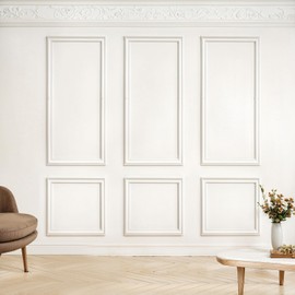 6 Set Pre-Cut Wall Molding Kit, Ready to Assemble Decorative Panels for Accent Wall Design - Installed with Glue, 3 Top 3 Bottom Accent Pieces for Bedroom & Living Room Interior Decor