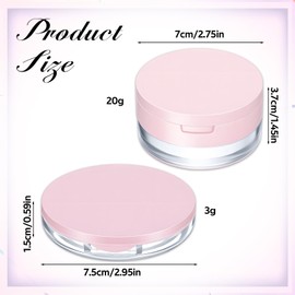 2 PCS Pink Loose Powder Container with Puff, No Leak Makeup Powder Case, Reusable Plastic Empty Case with Mirror Net Sifter Pink Screw Lid for Travel Portable