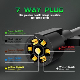 7 Pin Trailer Wiring Harness Kit 8FT, 7 Way Trailer Plug with Waterproof Junction Box ＆ 12V Breakaway Switch，Heavy Duty 7 Way Trailer Wire Cable Connection for RV Camper Caravan