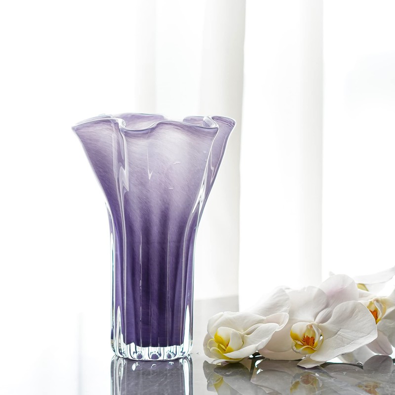 8'' Blown Glass Flower Vase for Home Wedding Modern Centerpieces