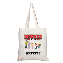 Coralgraph Inc TB880 Beware of the Artists Novelty Present Gift Printed Eco-Friendly Stylish Long Handled Tote Shoulder Bag