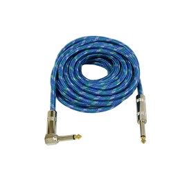 Audio2000'S ADC204M 1/4 inch Straight-to-Right-Angle Instrument Cable with Nylon Sleeve for Electric Guitar Guitar, Bass Guitar, Electric Mandolin, Pro Audio - 15 Feet