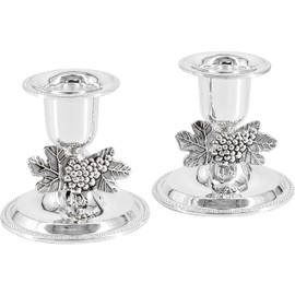 The Dreidel Company Shabbat Candlesticks Candle Holders Silver Plated, 2 Candlesticks Set (Single)