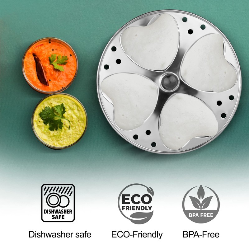KSJONE Stainless Steel Idli Stand | 4-Plates Idli | Idli