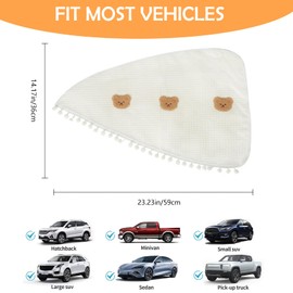 2-Pack Magnetic Car Window Shades, White Window Curtains for Heat and UV Protection, Ideal for Driver and Passenger Side Windows (Bear)