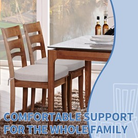 BUYUE Thickened 2.5" Friendly Woven Fabric Dining Chair Cushion, U-Shape High Density Foam Comfortable Chair Pad for Kitchen, Slip Resistant Indoor Seat Cushion (1 Piece, Light Gray)