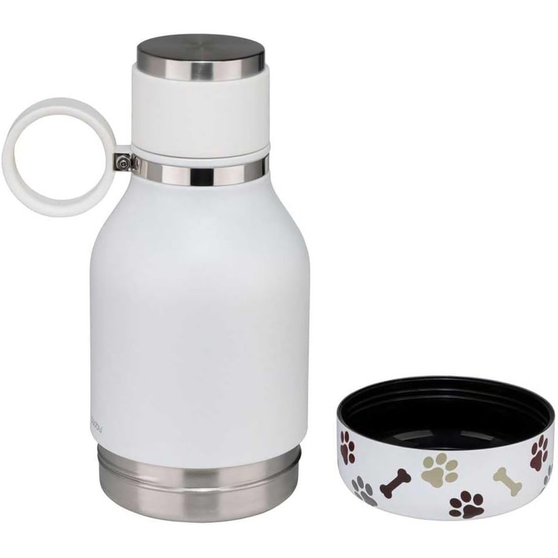 Asobu Cuenco para perro unido a botella de viaje aislada