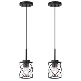mavcadonf Kitchen Island Light, Pendant Lights Stairwell Lighting Chandelier for Dining Room, Modern Linear Pendant Light for Kitchen Island Living Room with Adjustable Rods, Metal Black, 2 Pack